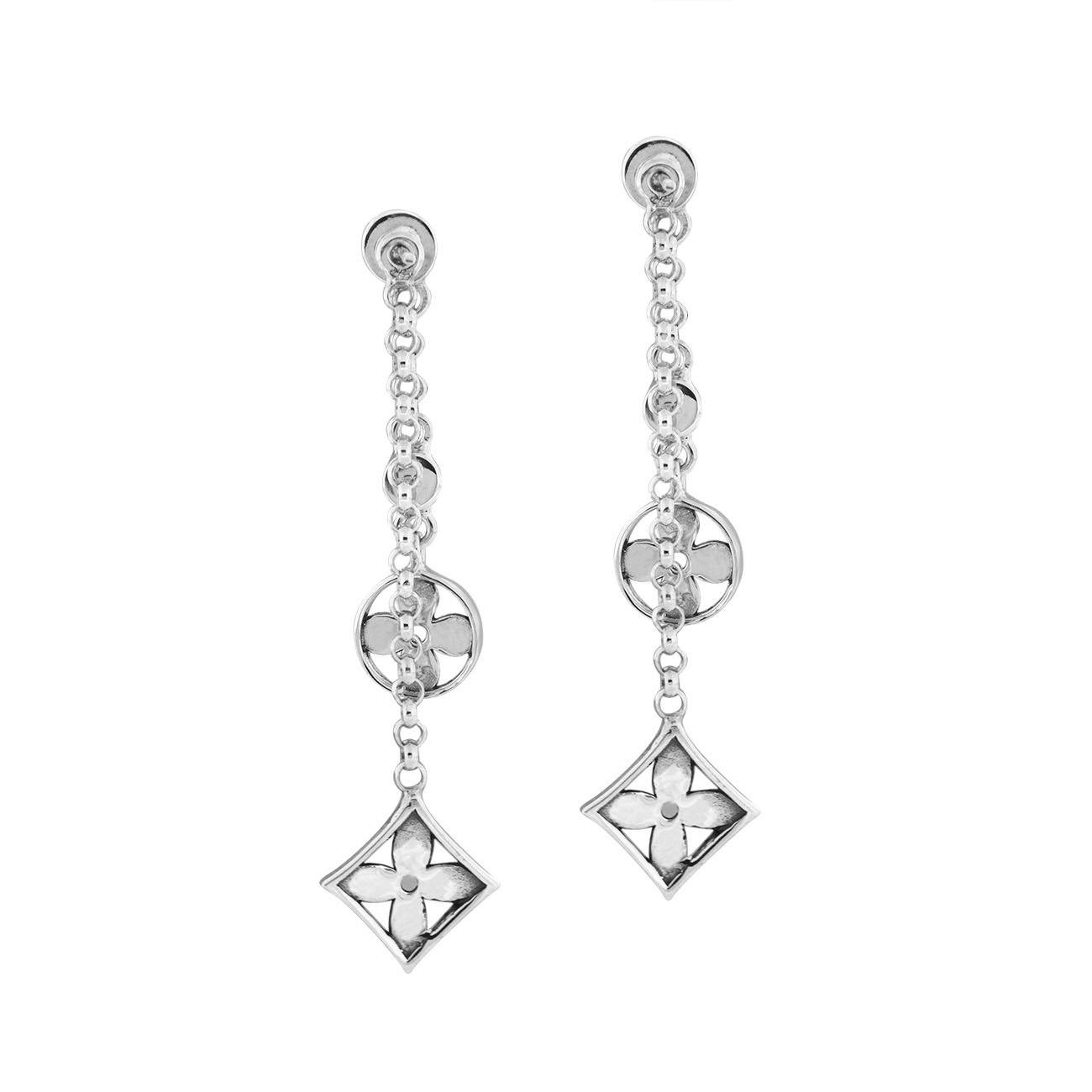 AE-1167-CO1 Sterling Silver Earring With Blue Topaz And Cubic Zirconia Jewelry Bali Designs Inc 