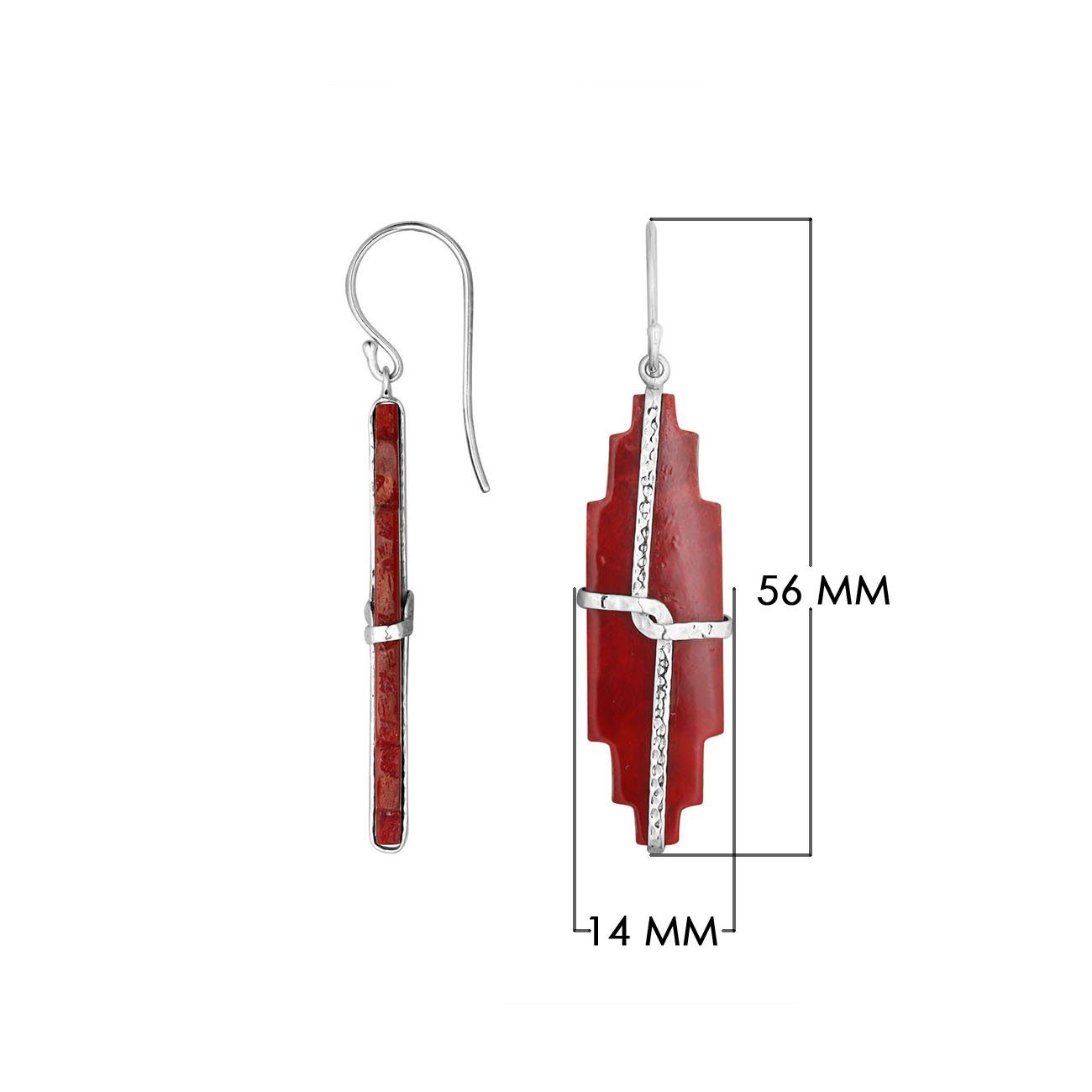 AE-1168-CR Sterling Silver Earring With Coral Jewelry Bali Designs Inc 