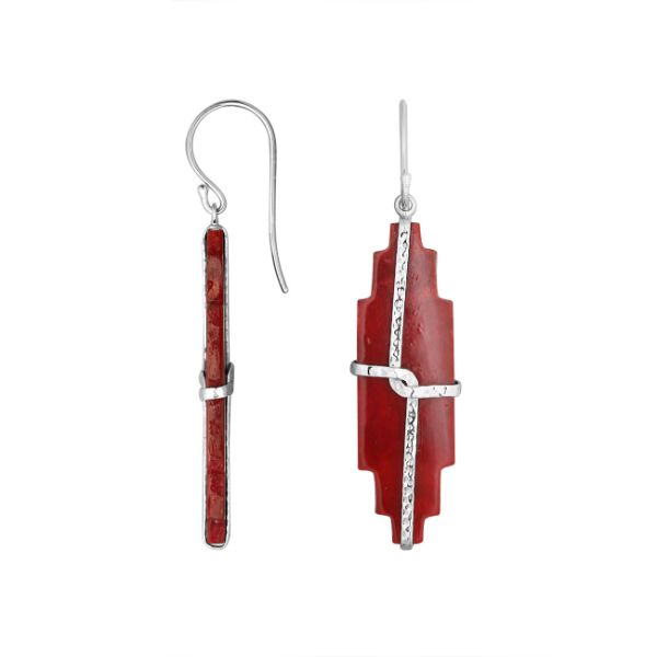 AE-1168-CR Sterling Silver Earring With Coral Jewelry Bali Designs Inc 