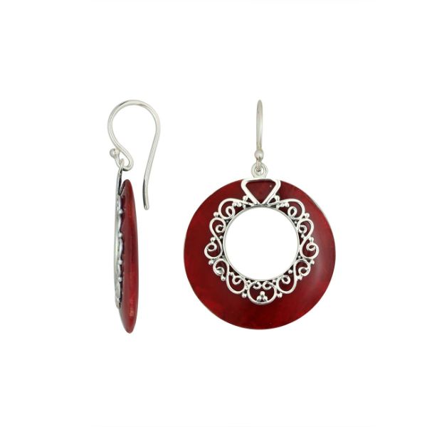 AE-1169-CR Sterling Silver Earring With Coral Jewelry Bali Designs Inc 