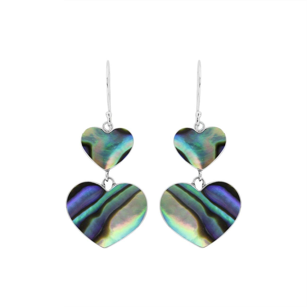 AE-1170-AB Sterling Silver Heart Shape Earring With Abalone Shell Jewelry Bali Designs Inc 