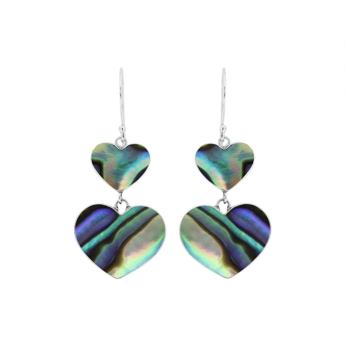 AE-1170-AB Sterling Silver Heart Shape Earring With Abalone Shell Jewelry Bali Designs Inc 