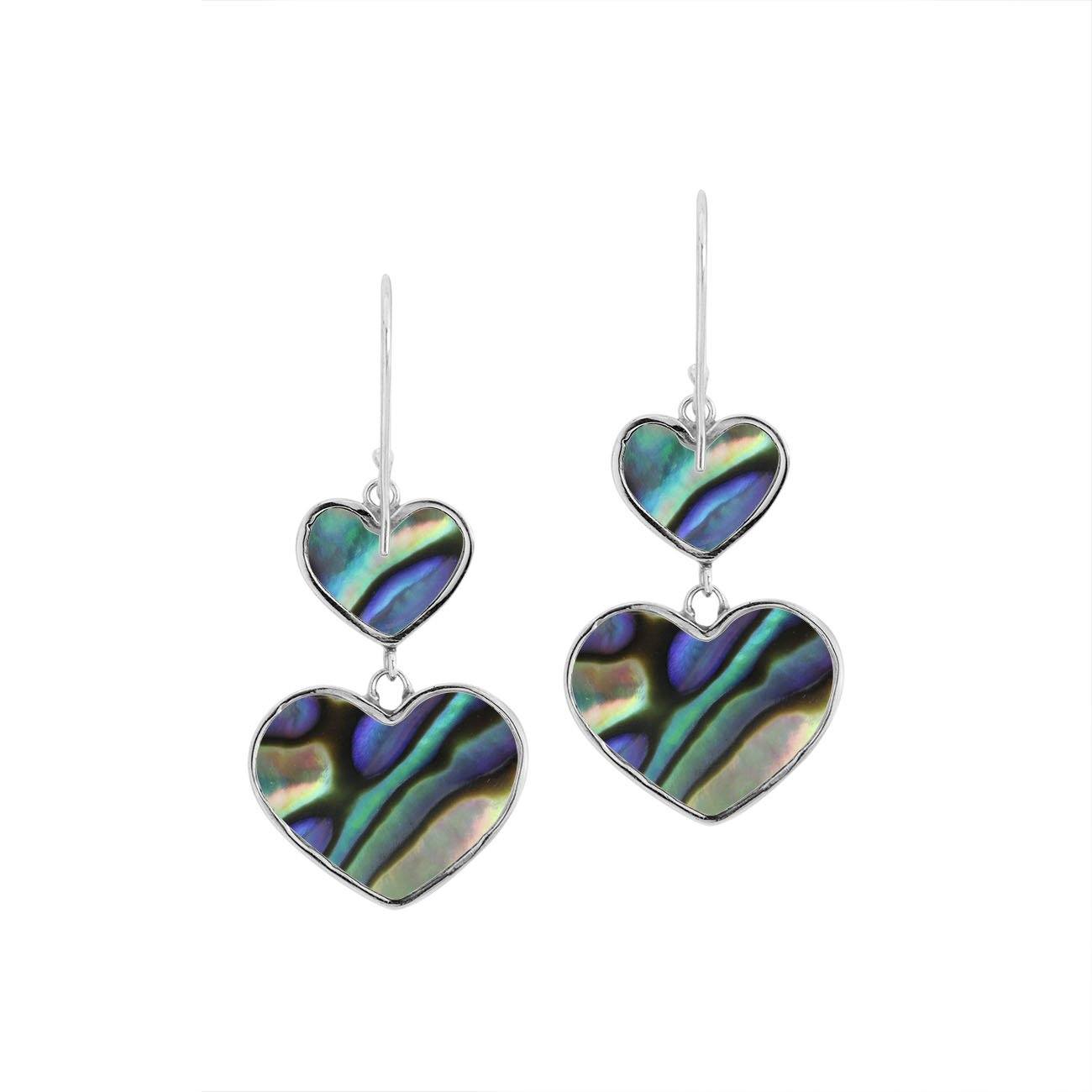 AE-1170-AB Sterling Silver Heart Shape Earring With Abalone Shell Jewelry Bali Designs Inc 