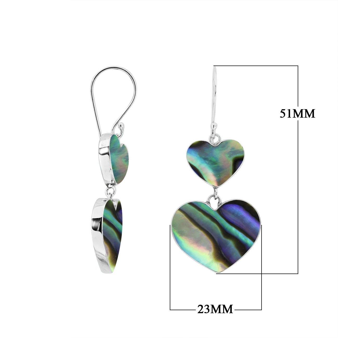 AE-1170-AB Sterling Silver Heart Shape Earring With Abalone Shell Jewelry Bali Designs Inc 