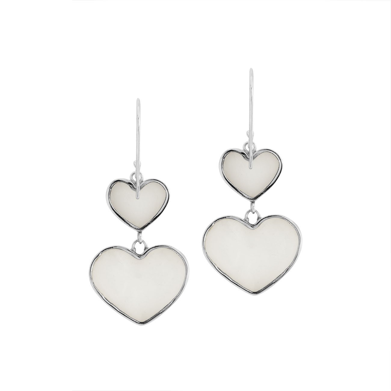 AE-1170-MOP Sterling Silver Heart Shape Earring With Mother Of Pearl Jewelry Bali Designs Inc 