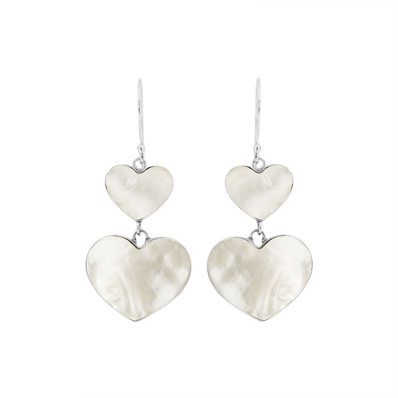 AE-1170-MOP Sterling Silver Heart Shape Earring With Mother Of Pearl Jewelry Bali Designs Inc 
