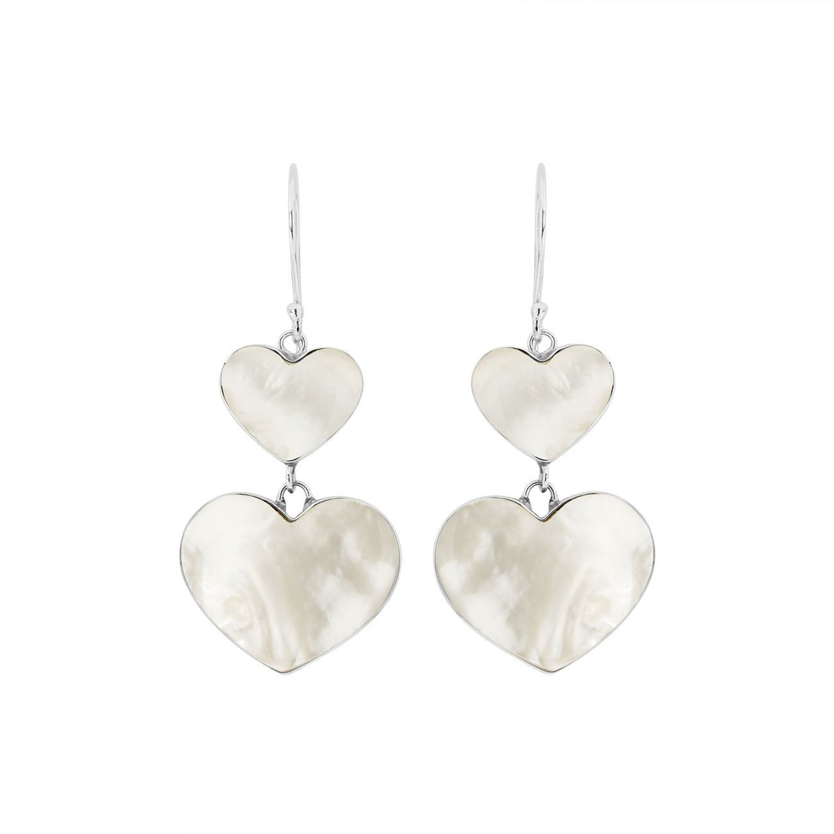 AE-1170-MOP Sterling Silver Heart Shape Earring With Mother Of Pearl Jewelry Bali Designs Inc 