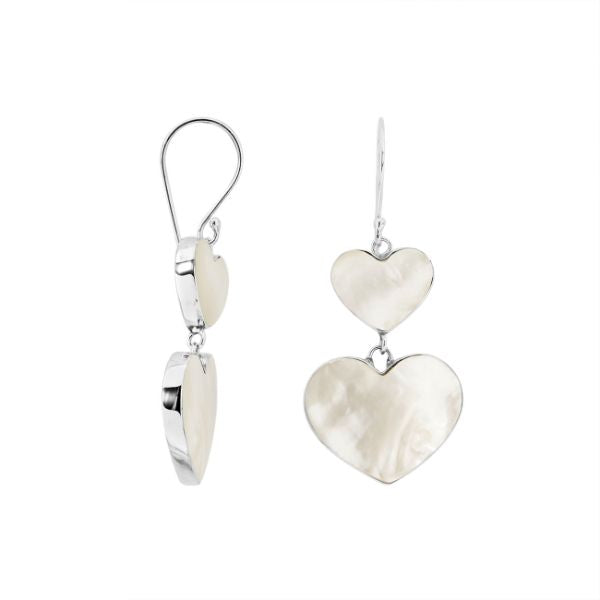 AE-1170-MOP Sterling Silver Heart Shape Earring With Mother Of Pearl Jewelry Bali Designs Inc 