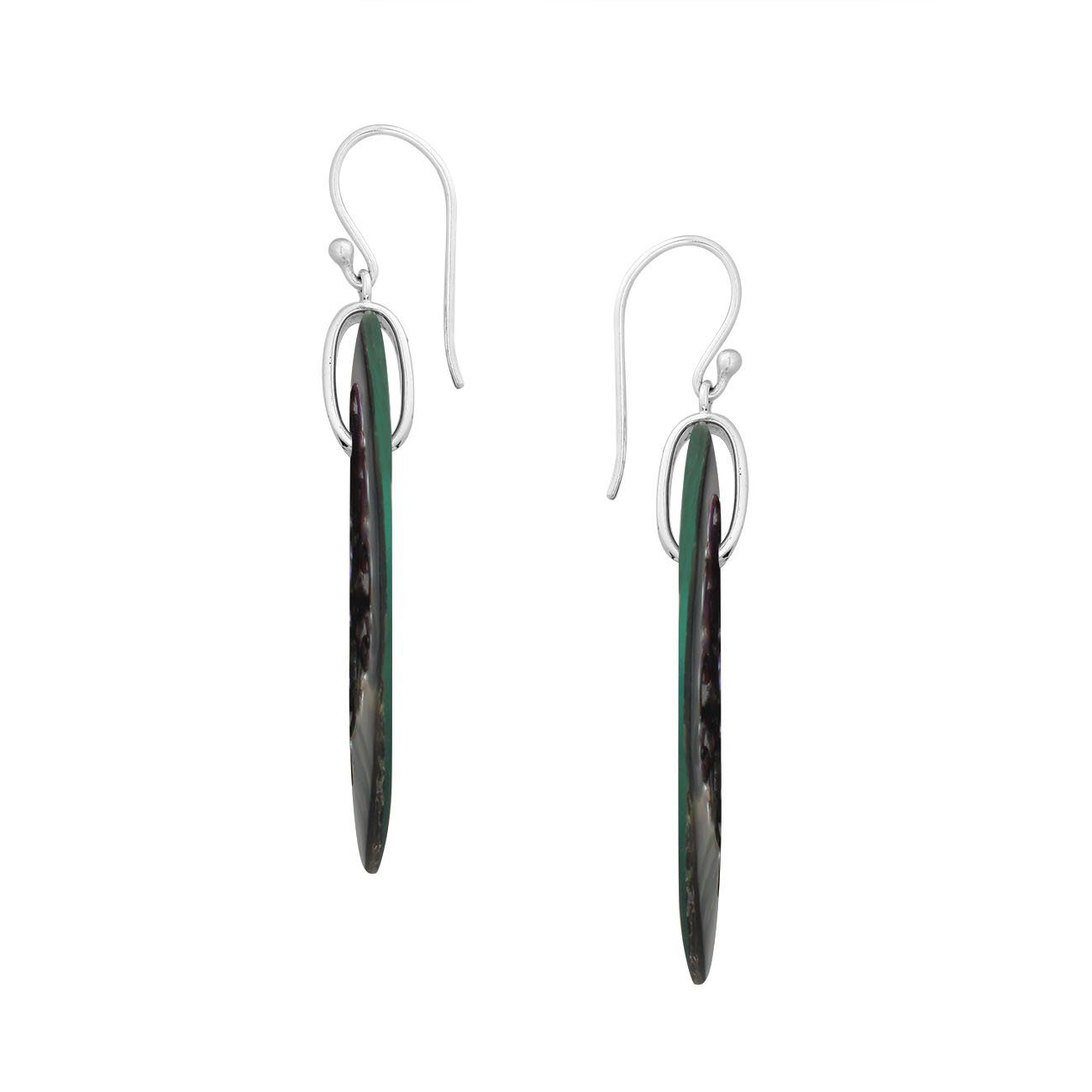 AE-1171-AB Sterling Silver Oval Shape Earring With Abalone Shell Jewelry Bali Designs Inc 