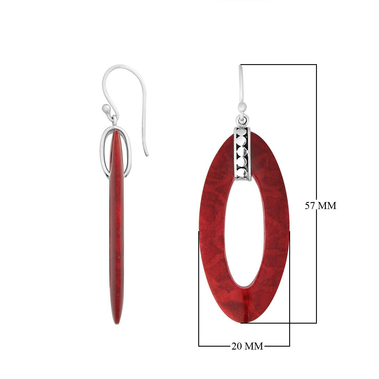 AE-1171-CR Sterling Silver Oval Shape Earring With Coral Jewelry Bali Designs Inc 