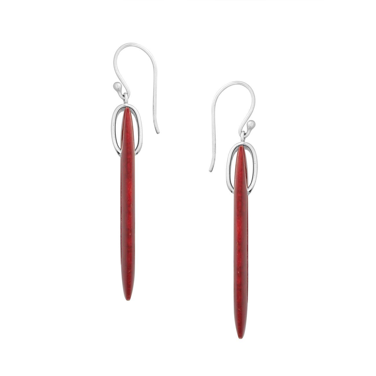 AE-1171-CR Sterling Silver Oval Shape Earring With Coral Jewelry Bali Designs Inc 
