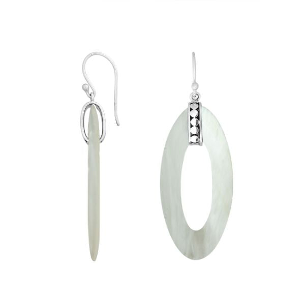 AE-1171-MOP Sterling Silver Oval Shape Earring With Mother Of Pearl Jewelry Bali Designs Inc 