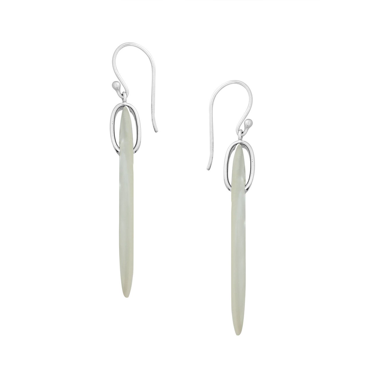 AE-1171-MOP Sterling Silver Oval Shape Earring With Mother Of Pearl Jewelry Bali Designs Inc 