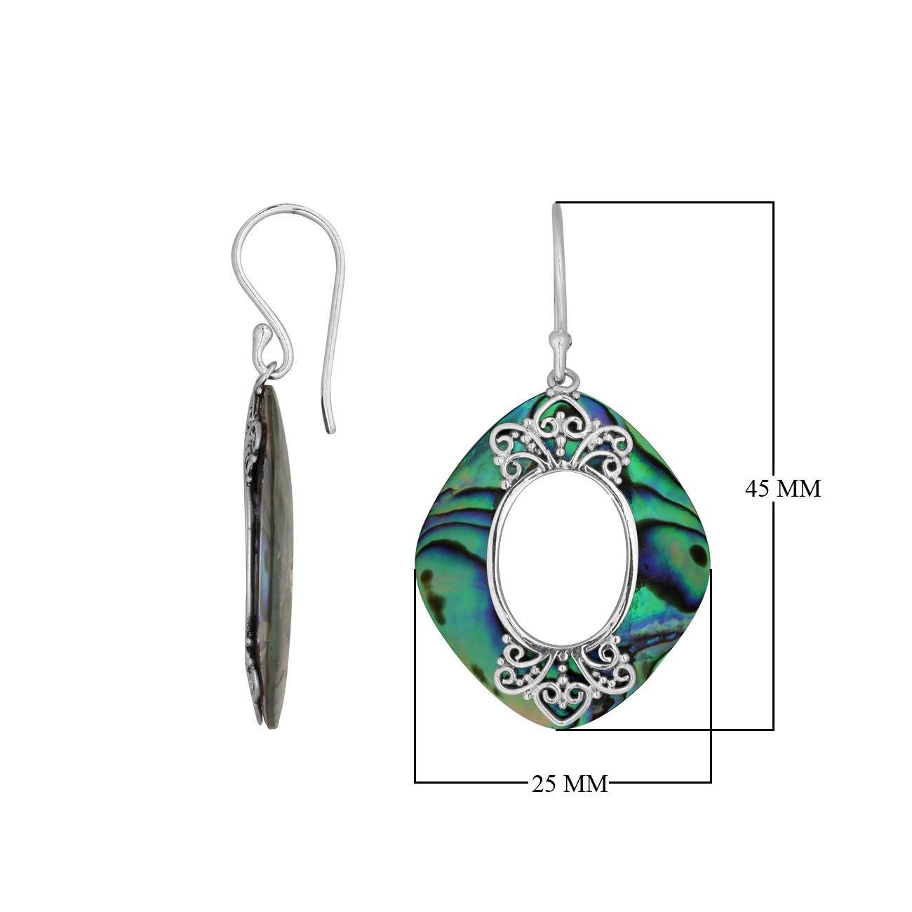 AE-1172-AB Sterling Silver Cushion Shape Earring With Abalone Shell Jewelry Bali Designs Inc 