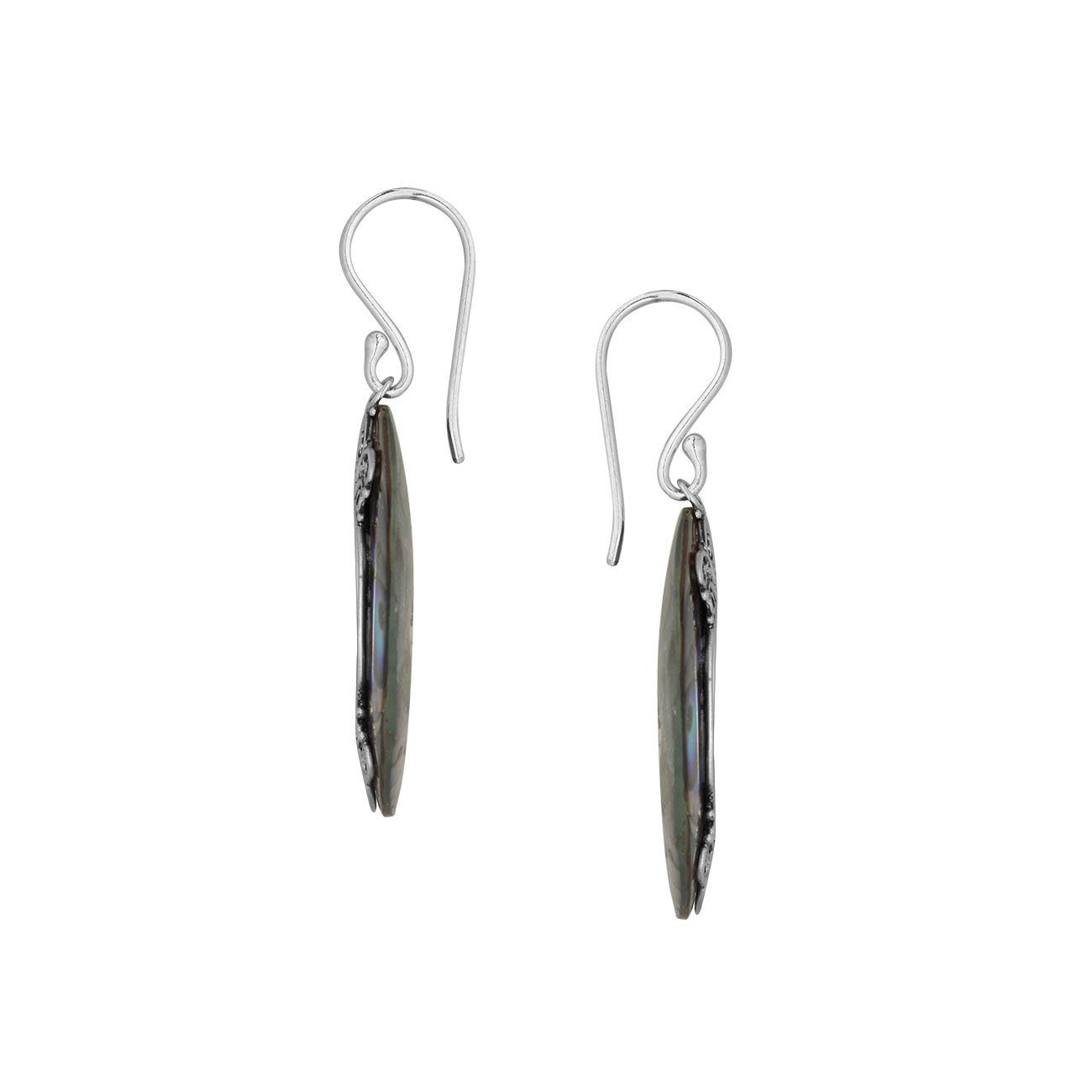AE-1172-AB Sterling Silver Cushion Shape Earring With Abalone Shell Jewelry Bali Designs Inc 