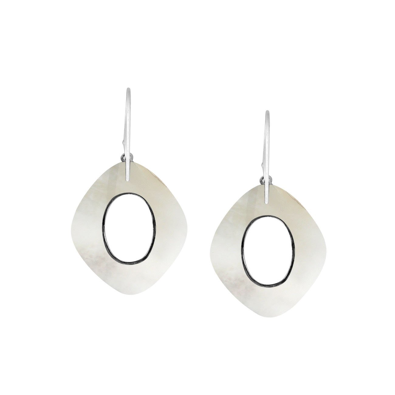 AE-1172-MOP Sterling Silver Cushion Shape Earring With Mother Of Pearl Jewelry Bali Designs Inc 