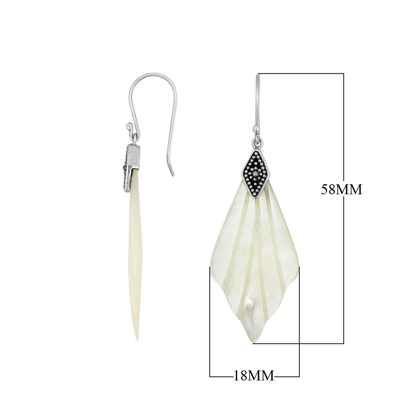 AE-1173-MOP Sterling Silver Fancy Shape Earring With Mother Of Pearl Jewelry Bali Designs Inc 