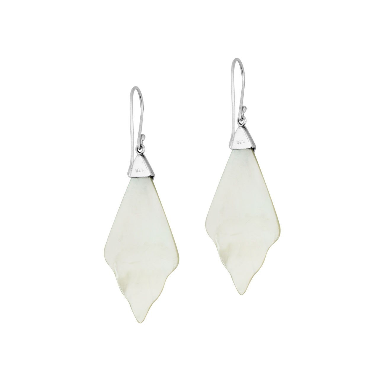 AE-1173-MOP Sterling Silver Fancy Shape Earring With Mother Of Pearl Jewelry Bali Designs Inc 