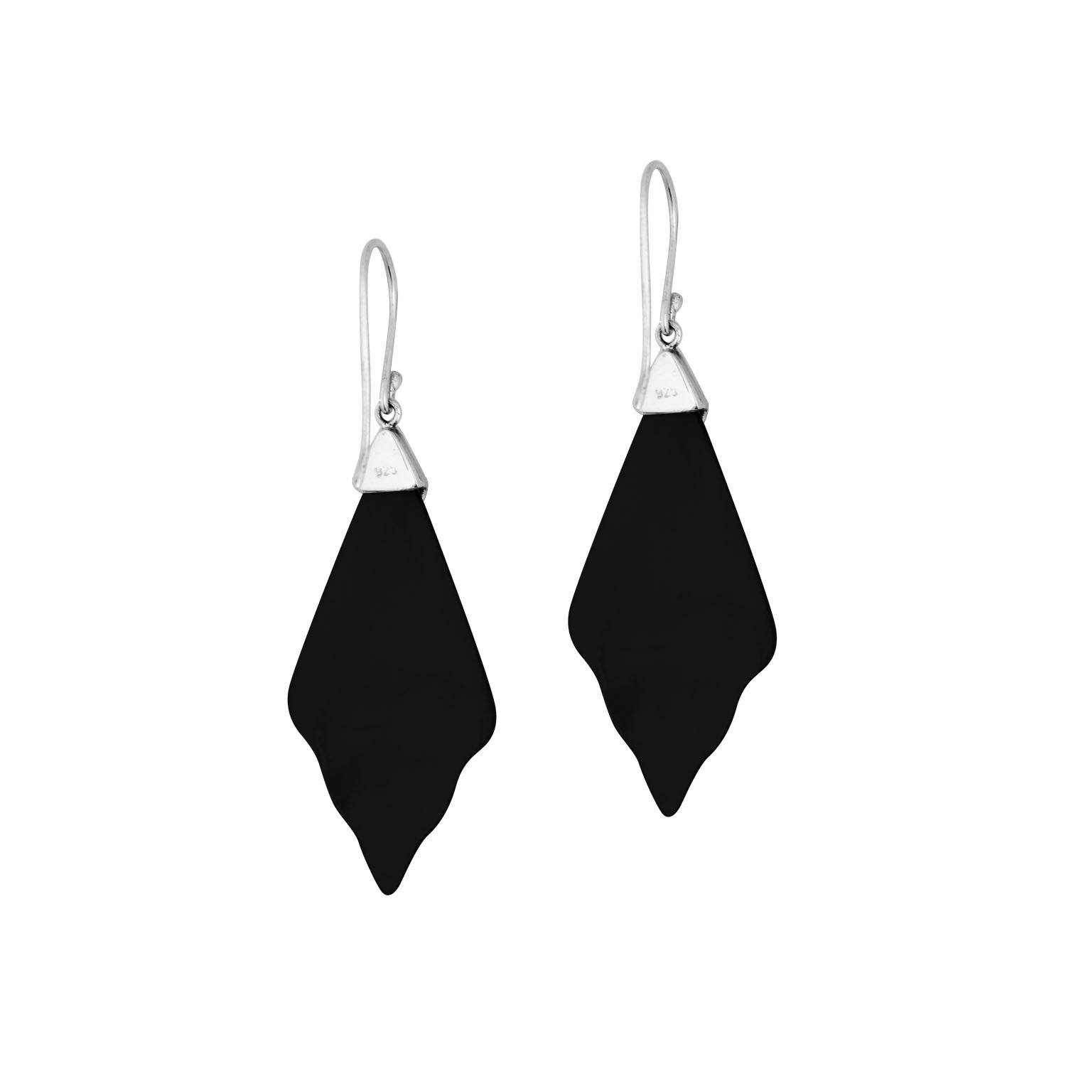 AE-1173-SHB Sterling Silver Fancy Shape Earring With Black Shell Jewelry Bali Designs Inc 