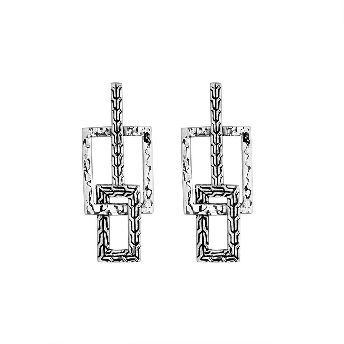 AE-1174-S Sterling Silver Octagon Shape Earring With Plain Silver Jewelry Bali Designs Inc 