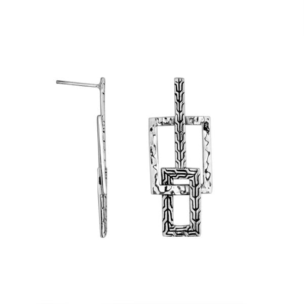 AE-1174-S Sterling Silver Octagon Shape Earring With Plain Silver Jewelry Bali Designs Inc 