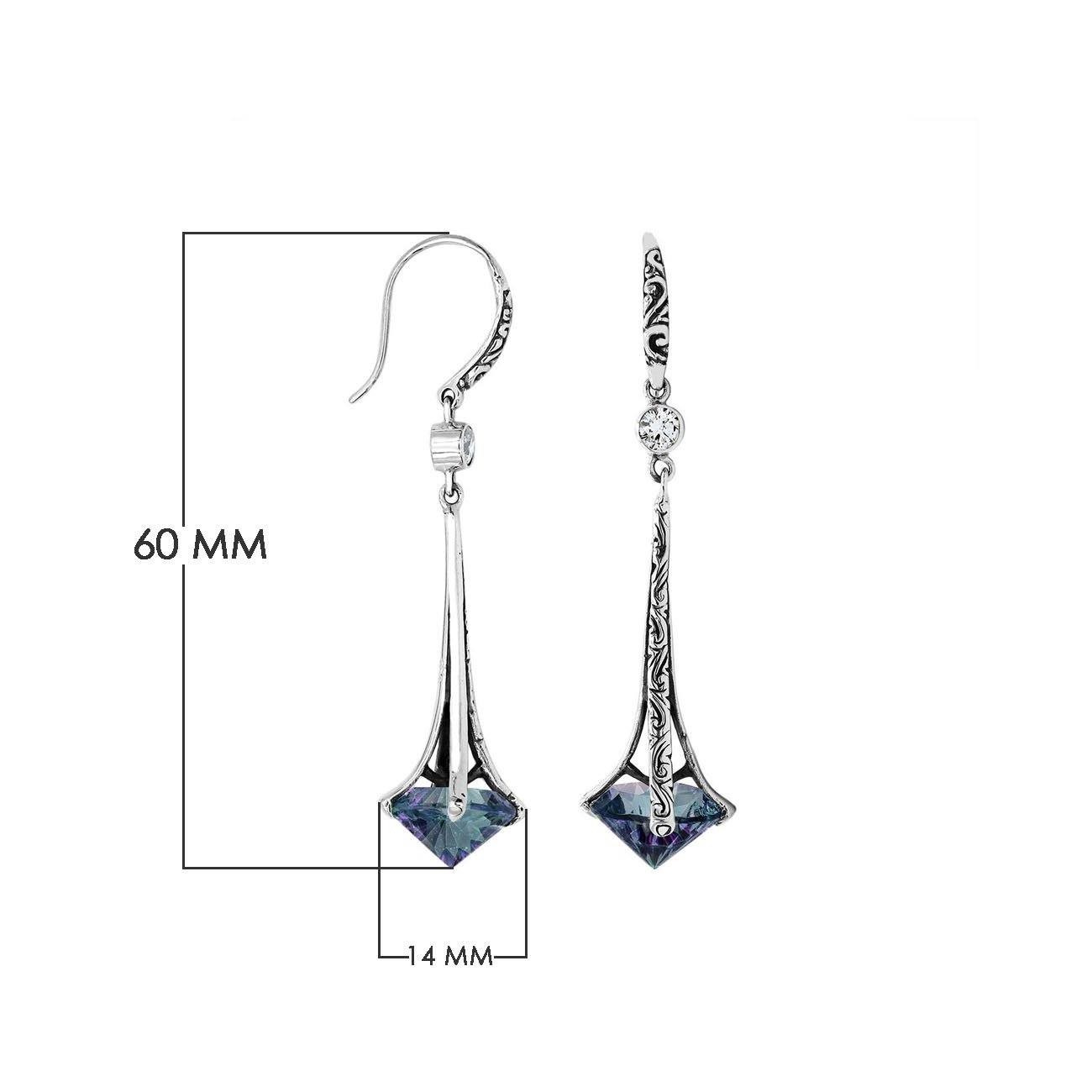 AE-1175-MT Sterling Silver Elegant Dangle Earrings With Mystic Quartz Jewelry Bali Designs Inc 