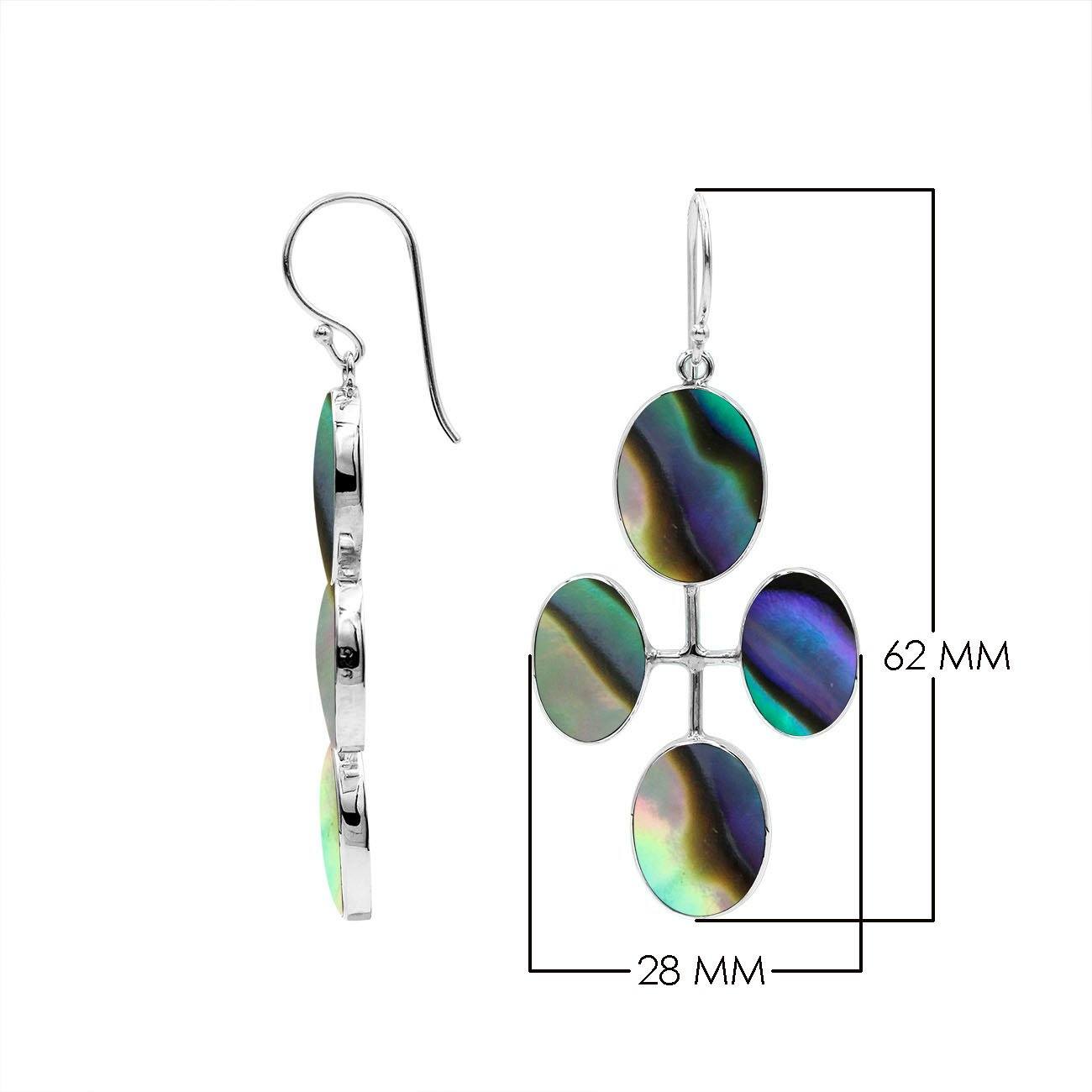 AE-1176-AB Sterling Silver Fancy Design Earring With Abalone Shell Jewelry Bali Designs Inc 