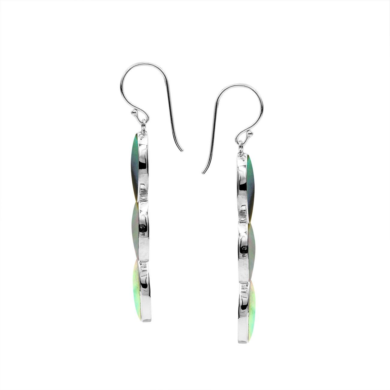 AE-1176-AB Sterling Silver Fancy Design Earring With Abalone Shell Jewelry Bali Designs Inc 