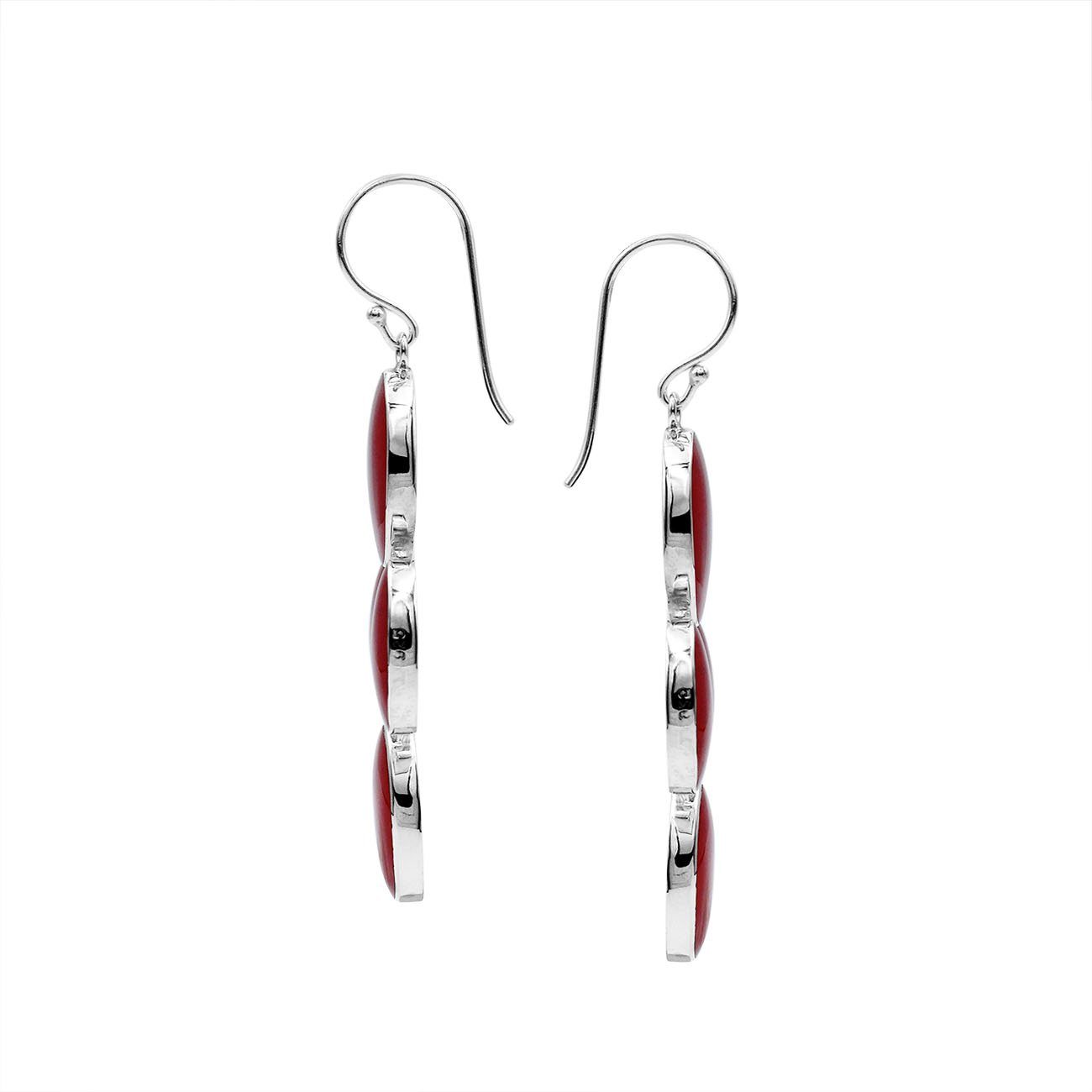AE-1176-CR Sterling Silver Fancy Design Earring With Coral Jewelry Bali Designs Inc 