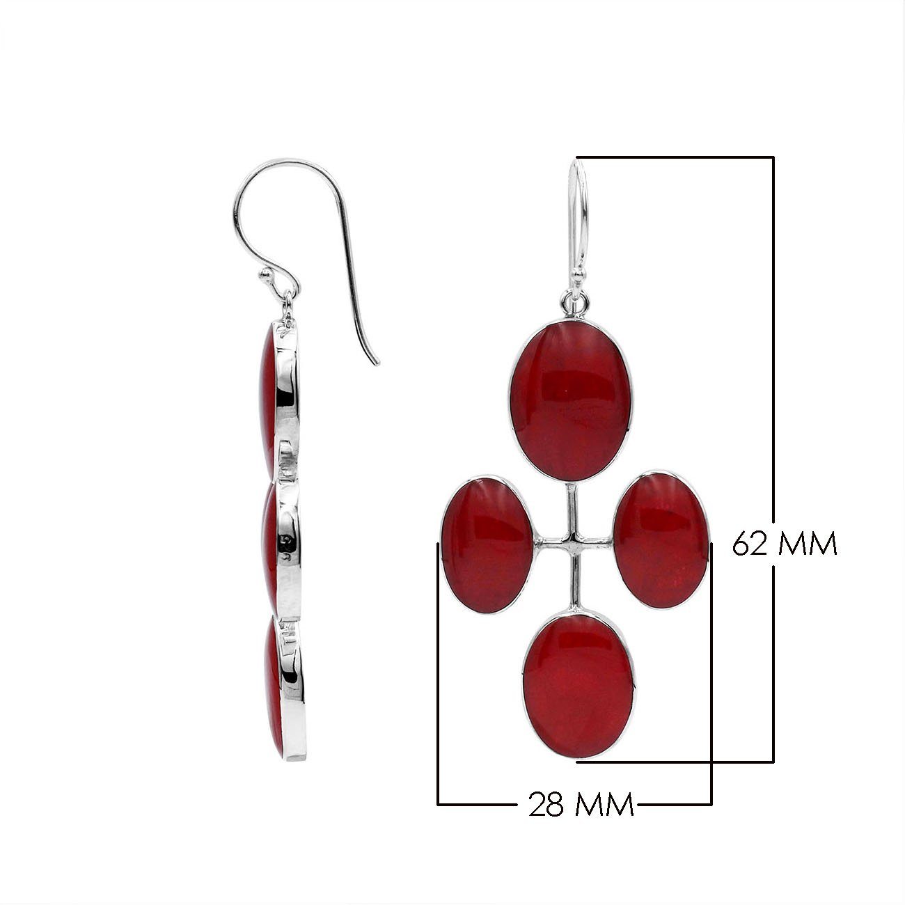 AE-1176-CR Sterling Silver Fancy Design Earring With Coral Jewelry Bali Designs Inc 