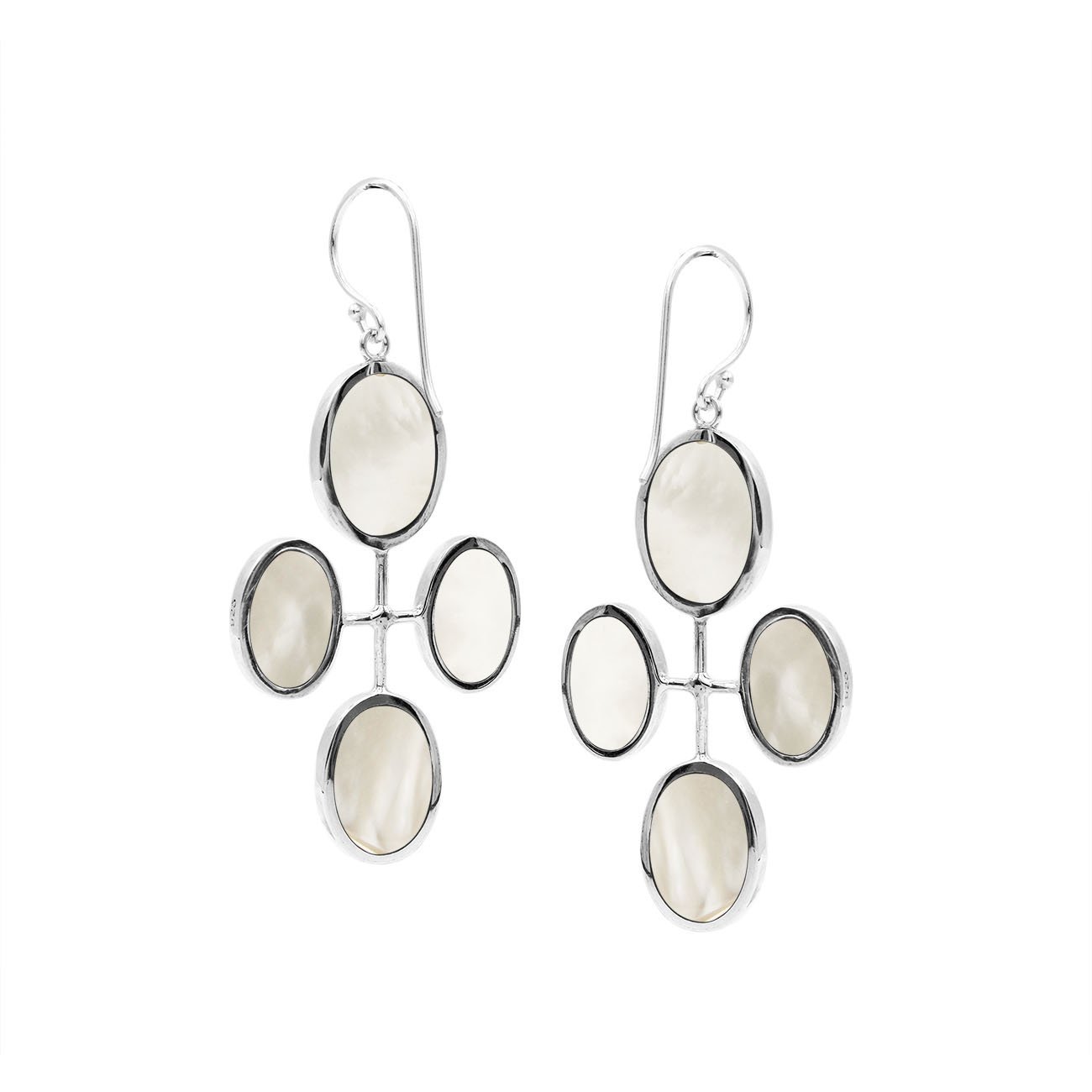 AE-1176-MOP Sterling Silver Fancy Design Earring With Mother Of Pearl Jewelry Bali Designs Inc 