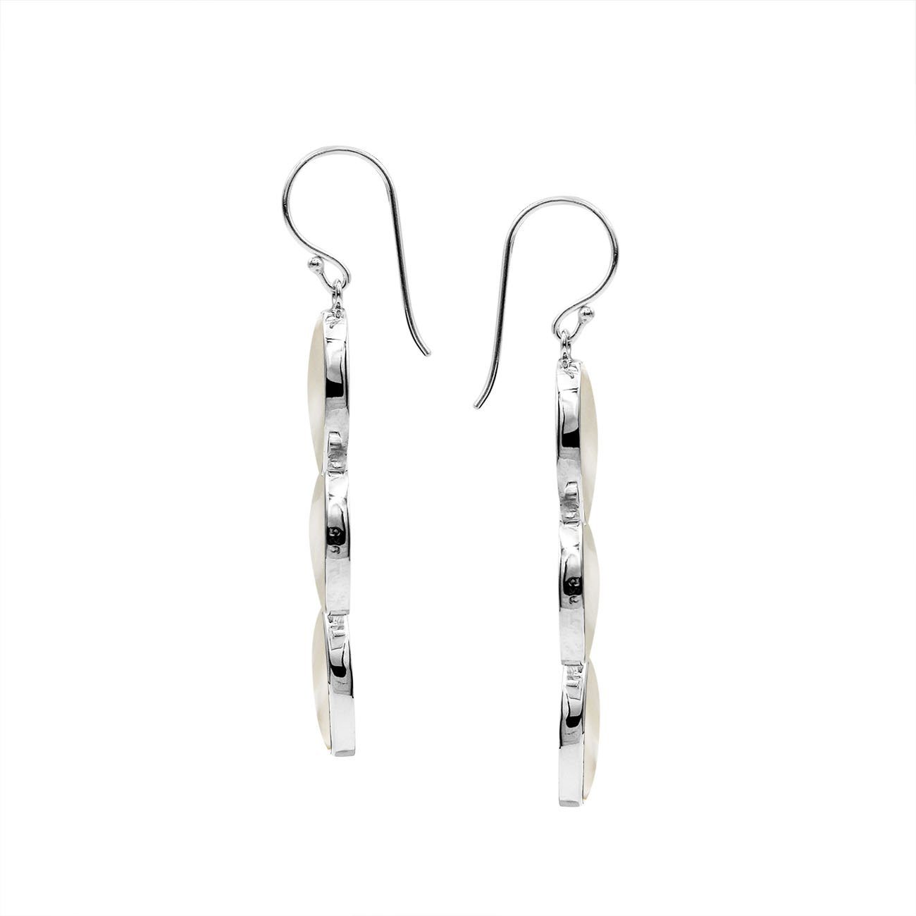 AE-1176-MOP Sterling Silver Fancy Design Earring With Mother Of Pearl Jewelry Bali Designs Inc 