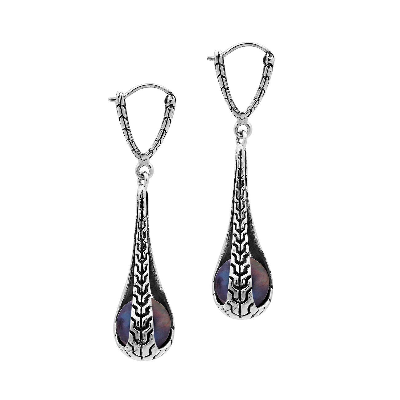AE-1178-PE.B Sterling Silver Earring With Gray Mabe Pearl Jewelry Bali Designs Inc 