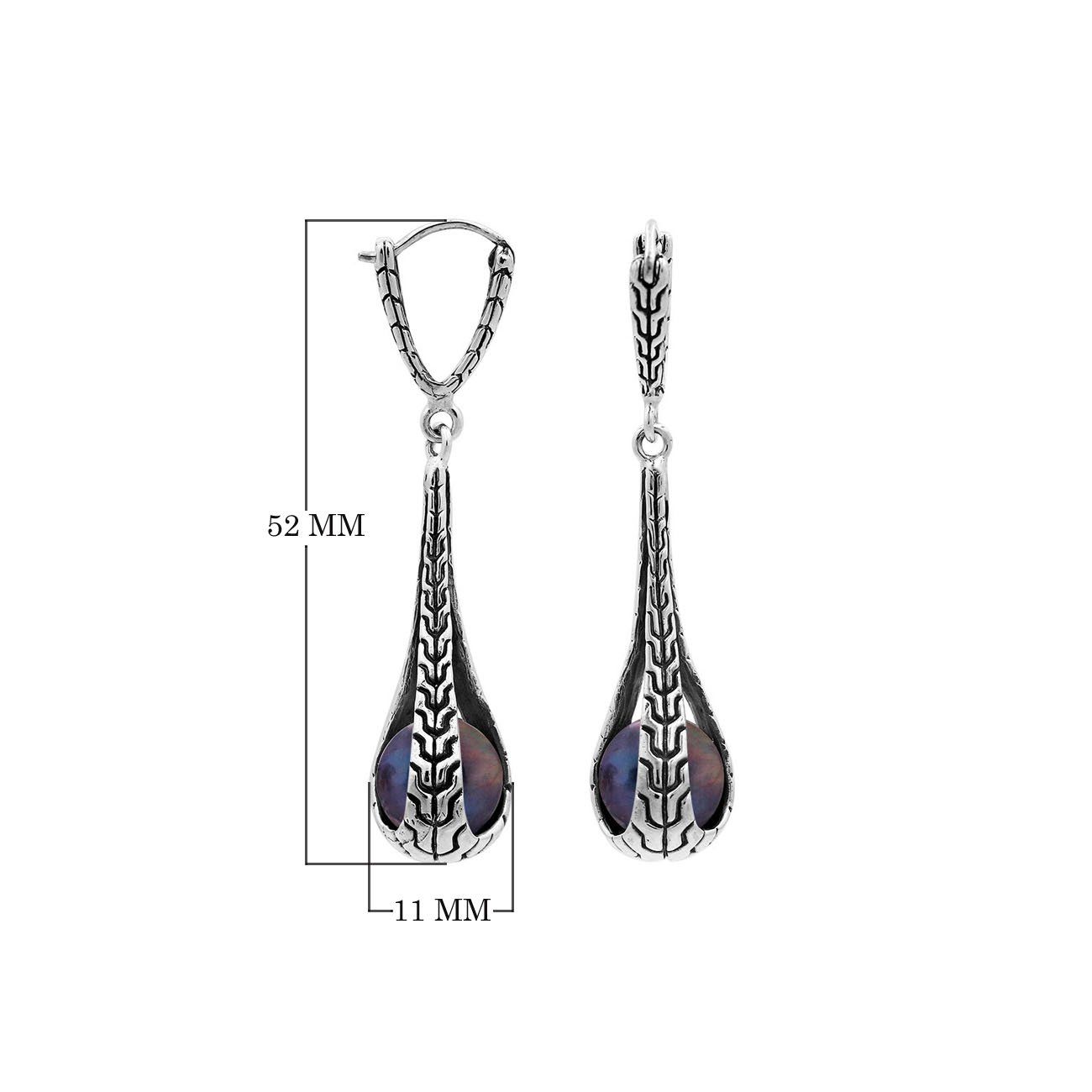 AE-1178-PE.B Sterling Silver Earring With Gray Mabe Pearl Jewelry Bali Designs Inc 