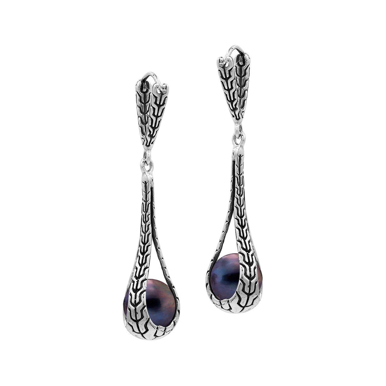 AE-1178-PE.B Sterling Silver Earring With Gray Mabe Pearl Jewelry Bali Designs Inc 