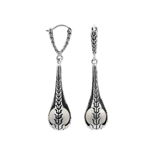AE-1178-PE.W Sterling Silver Earring With Pearl Jewelry Bali Designs Inc 