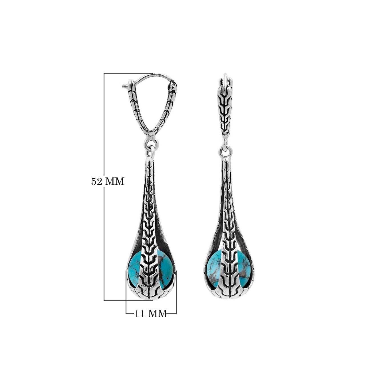 AE-1178-TQ Sterling Silver Earring With Turquoise Jewelry Bali Designs Inc 