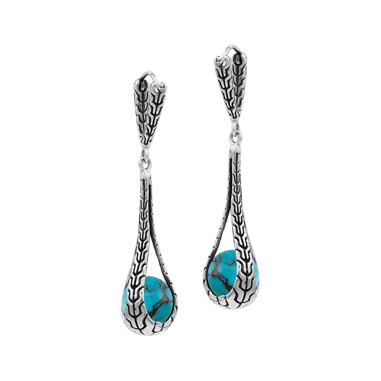 AE-1178-TQ Sterling Silver Earring With Turquoise Jewelry Bali Designs Inc 