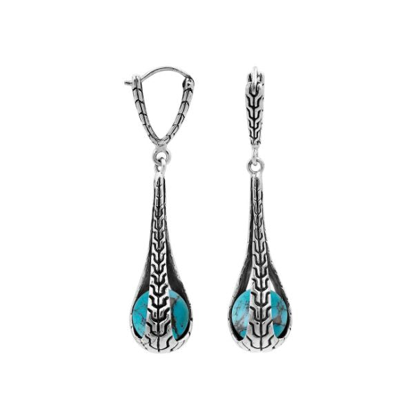 AE-1178-TQ Sterling Silver Earring With Turquoise Jewelry Bali Designs Inc 