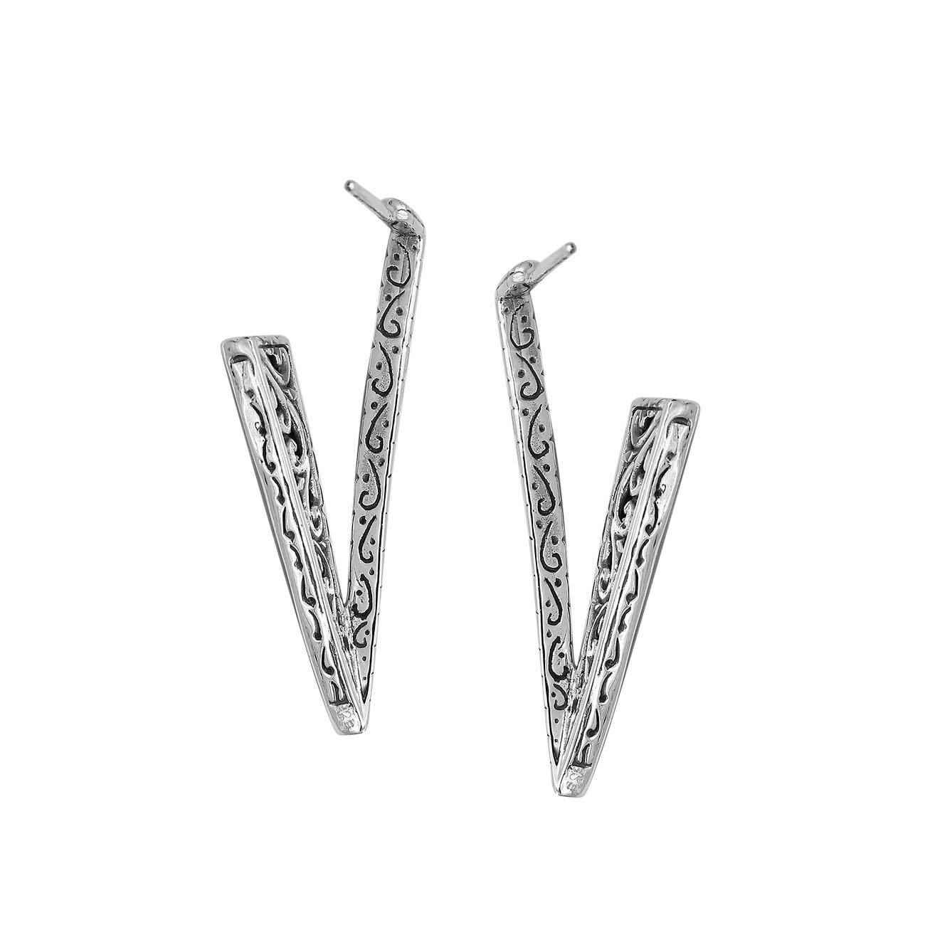 AE-1179-S Sterling Silver Earring With Plain Silver Jewelry Bali Designs Inc 