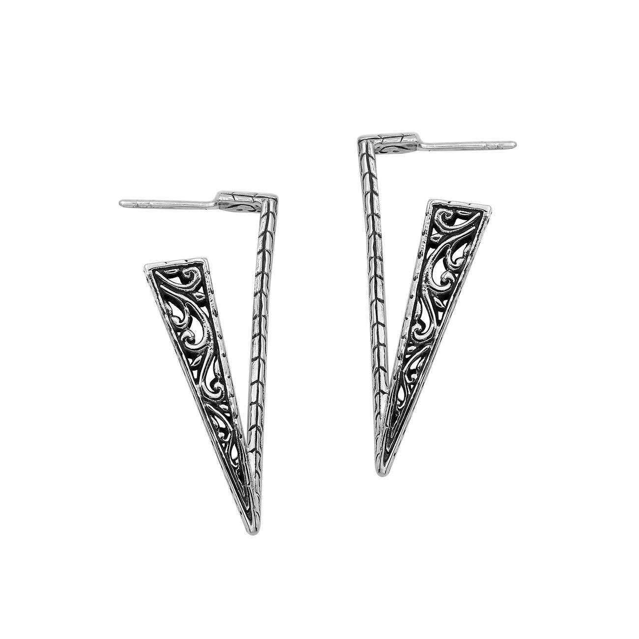 AE-1179-S Sterling Silver Earring With Plain Silver Jewelry Bali Designs Inc 