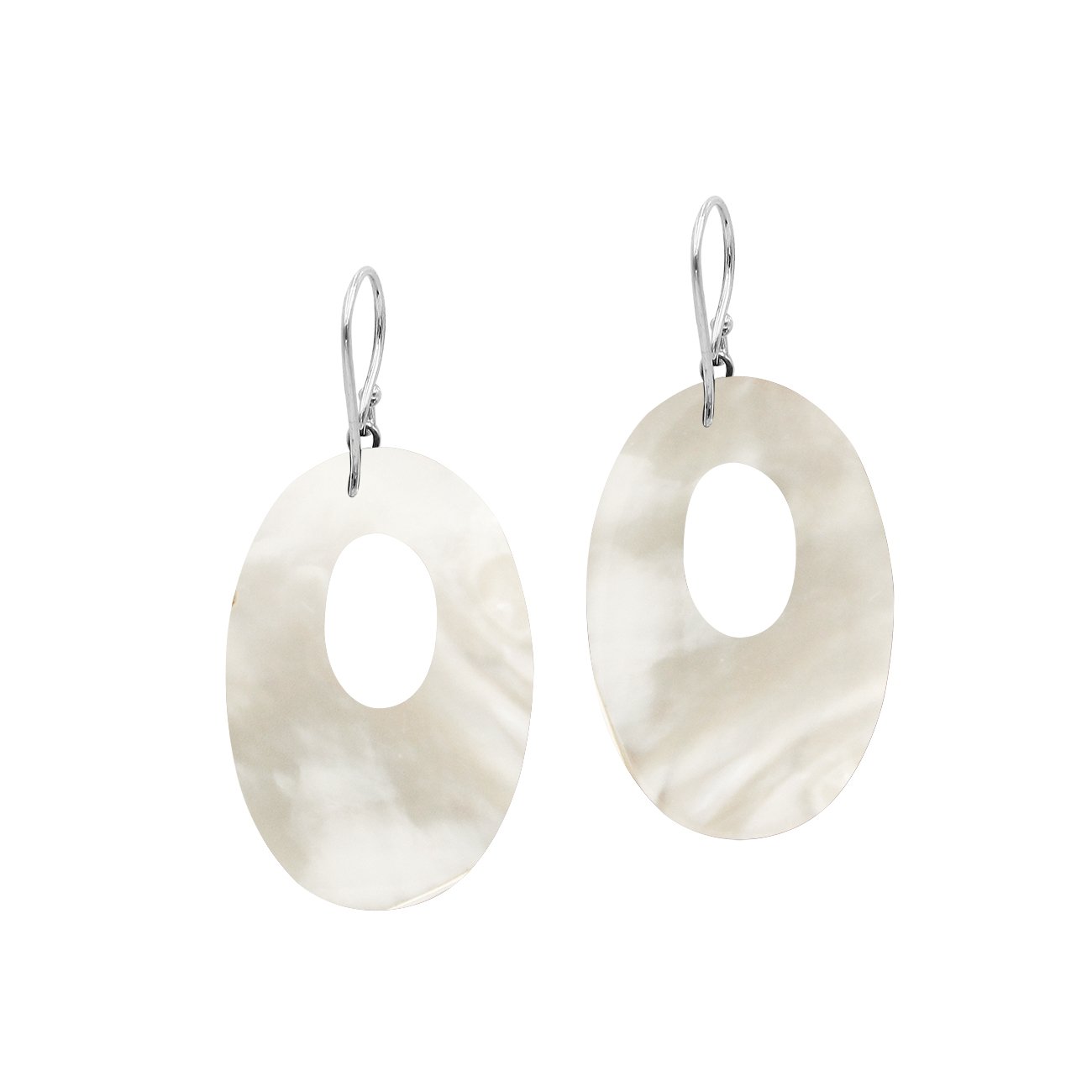 AE-1180-MOP Sterling Silver Oval Shape Earring With Mother of Pearl Jewelry Bali Designs Inc 
