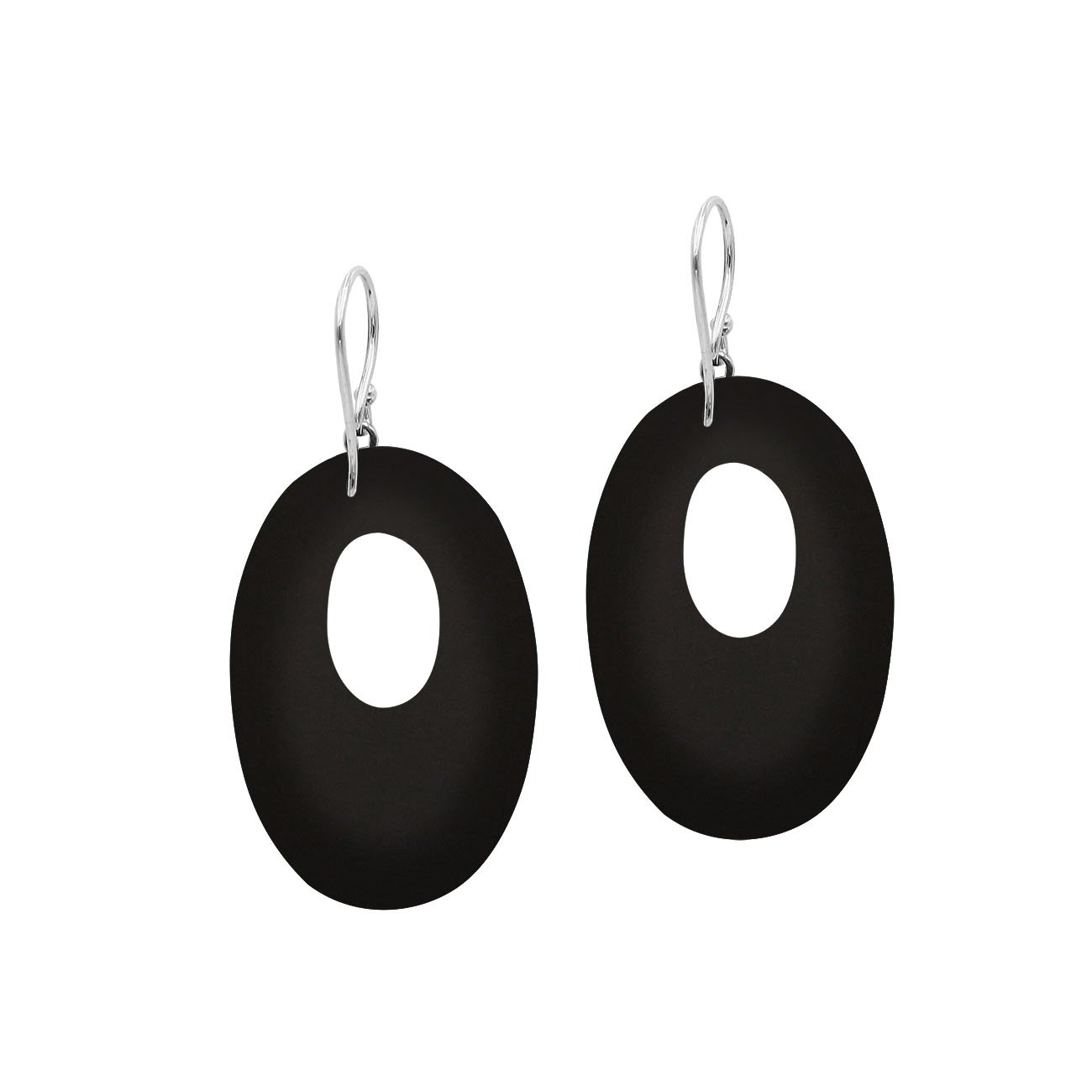 AE-1180-SH.B Sterling Silver Oval Shape Earring With Black Shell Jewelry Bali Designs Inc 