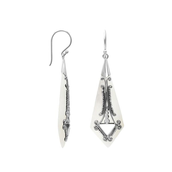 AE-1181-MOP Sterling Silver Fancy Shape Earring With Mother Of Pearl Jewelry Bali Designs Inc 