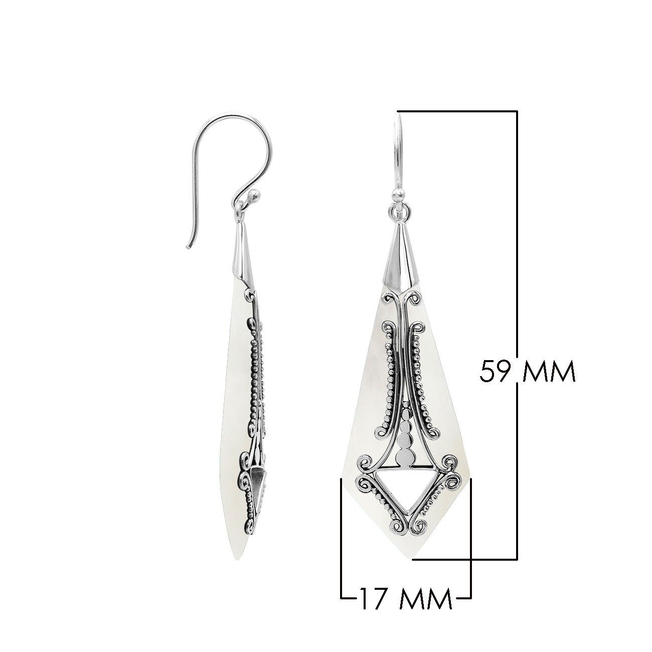 AE-1181-MOP Sterling Silver Fancy Shape Earring With Mother Of Pearl Jewelry Bali Designs Inc 