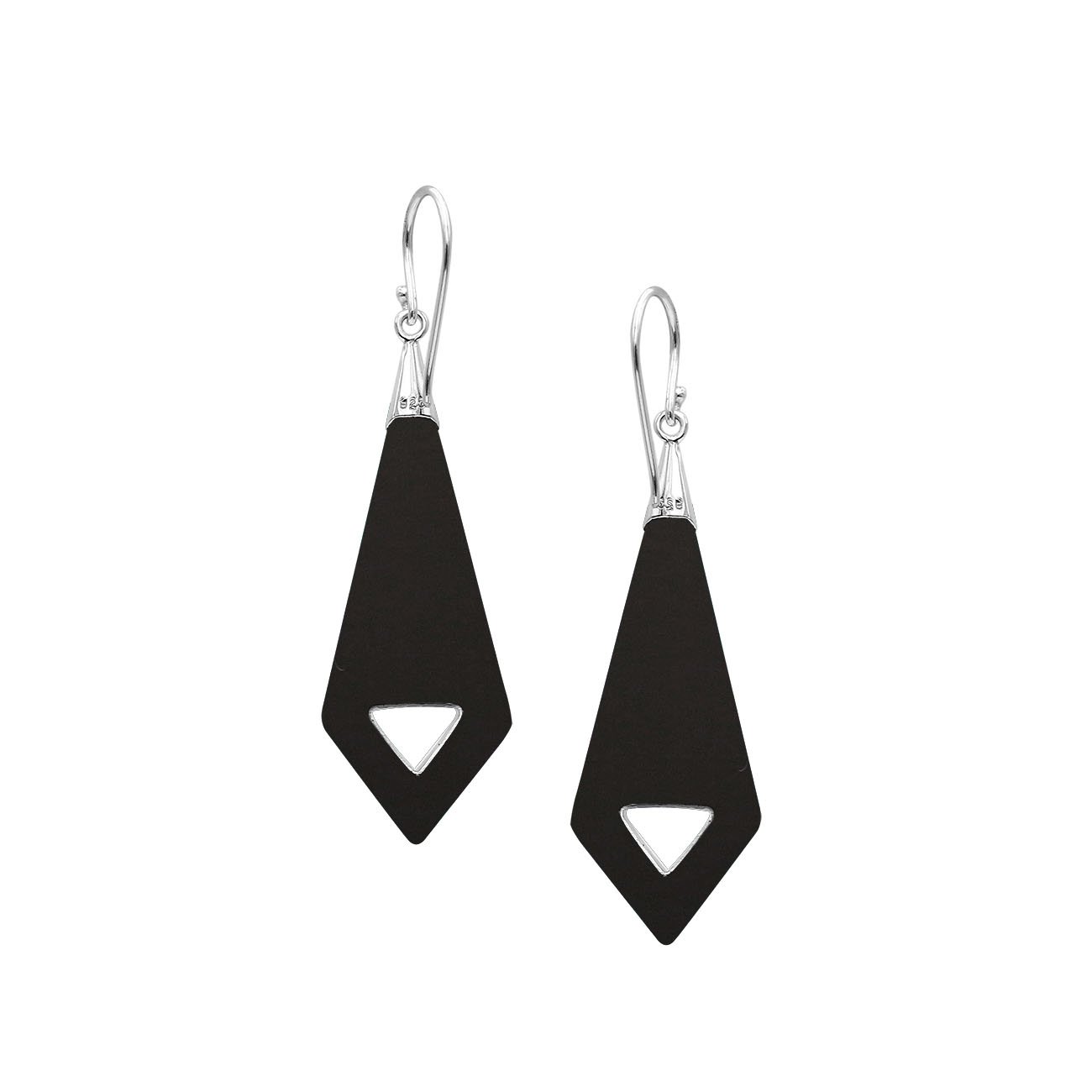 AE-1181-SH.B Sterling Silver Fancy Shape Earring With Black Shell Jewelry Bali Designs Inc 