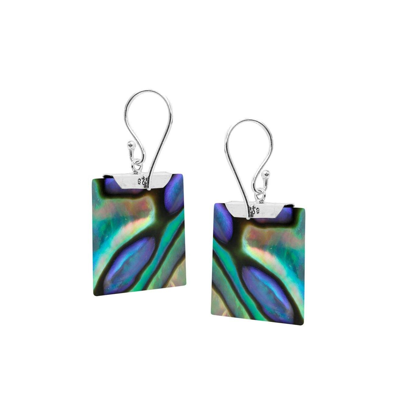 AE-1182-AB Sterling Silver Square Shape Earring With Abalone Shell Jewelry Bali Designs Inc 