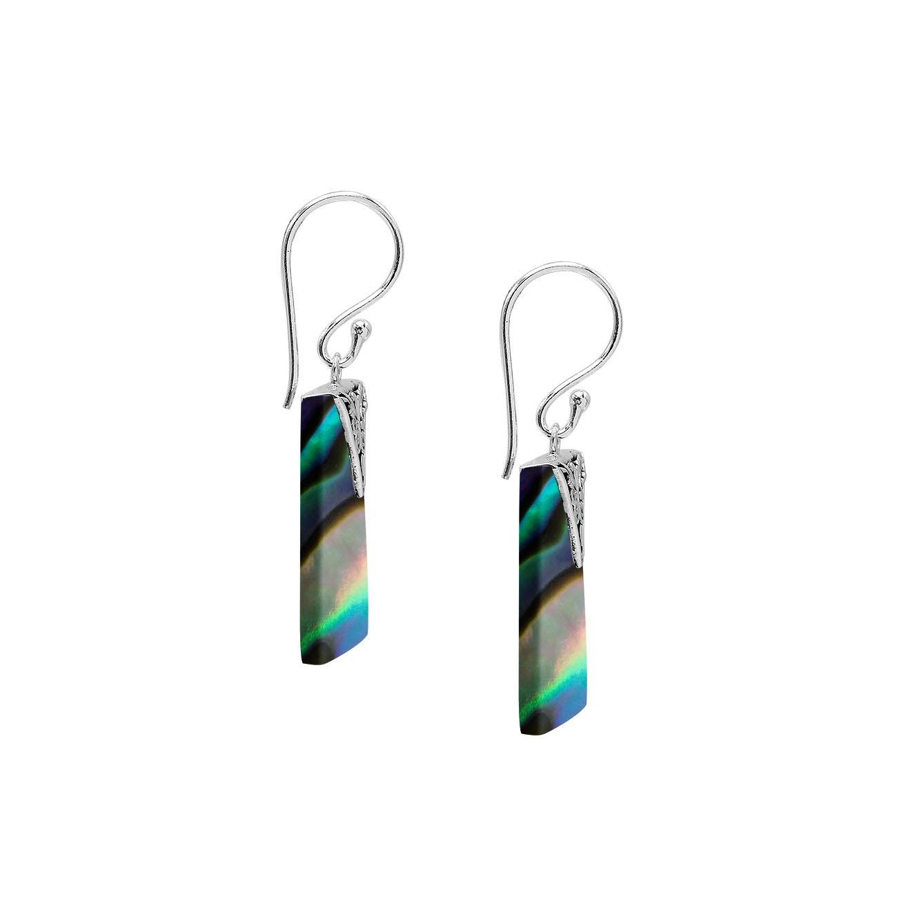 AE-1182-AB Sterling Silver Square Shape Earring With Abalone Shell Jewelry Bali Designs Inc 
