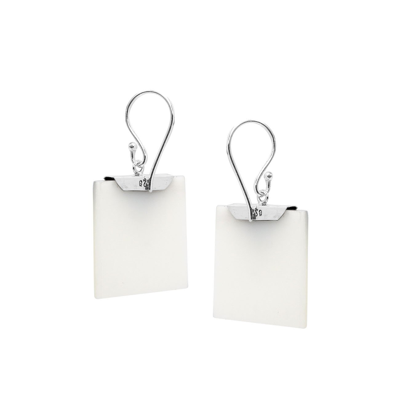 AE-1182-MOP Sterling Silver Square Shape Earring With Mother Of Pearl Jewelry Bali Designs Inc 