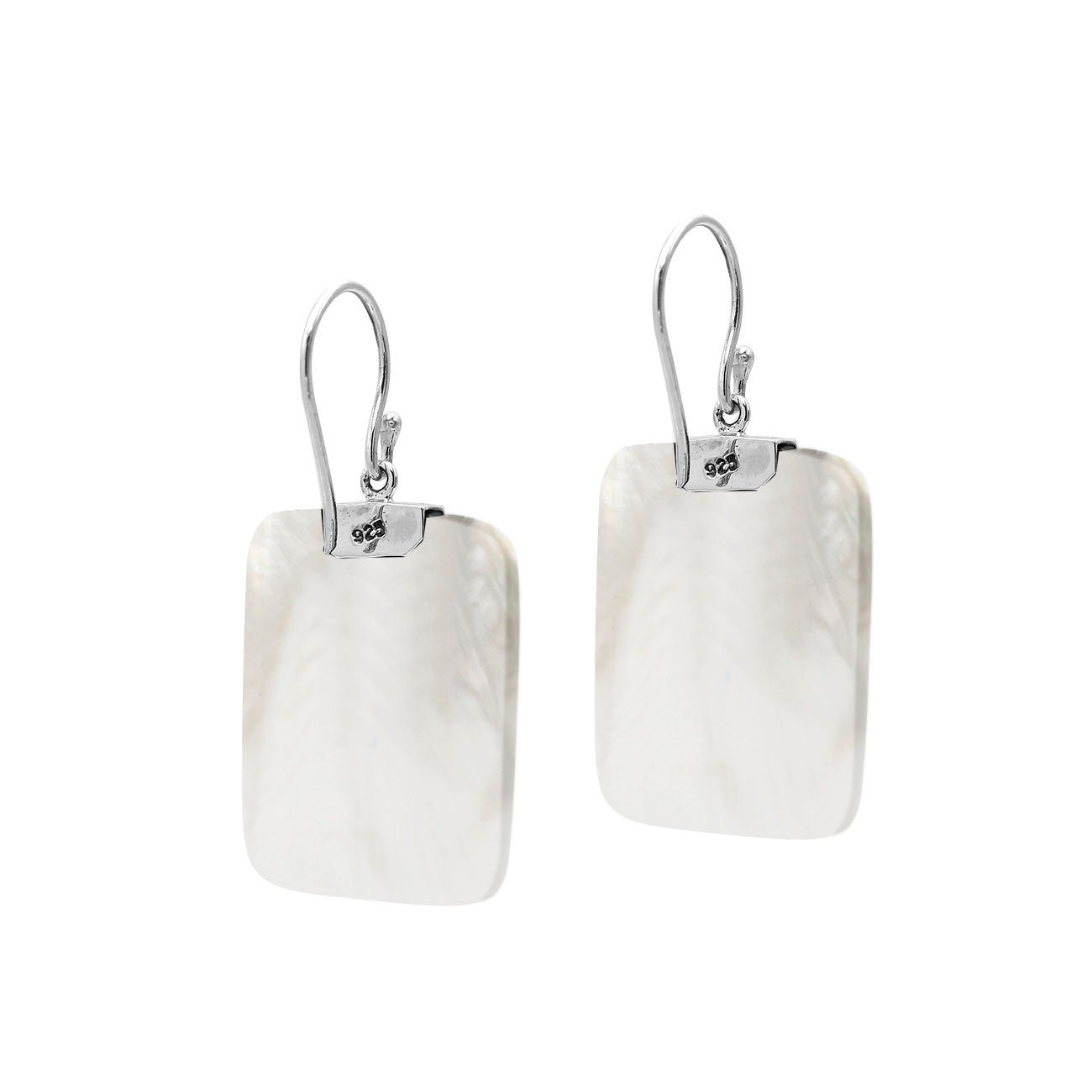 AE-1183-MOP Sterling Silver Square Shape Earring With Mother Of Pearl Jewelry Bali Designs Inc 